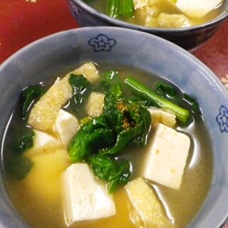 ホウレン草豆腐の味噌汁